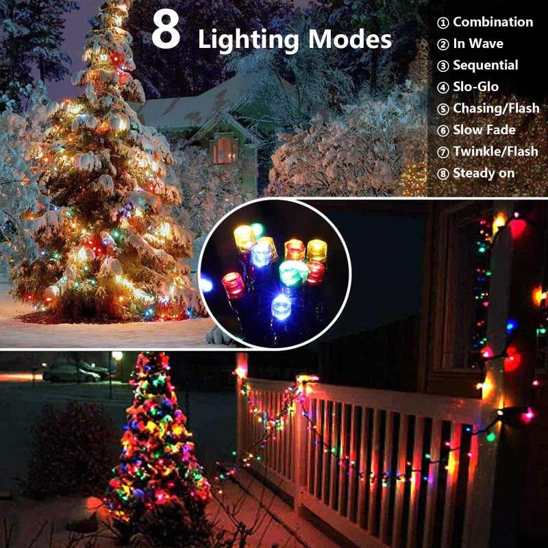 Joomer Solar Christmas Lights, 2 Pack Total 144 FT 400 LED 8 Modes Waterproof Solar String Lights Outdoor Auto ON/Off for Patio, Tree, Garden, Christmas Decorations (Multicolor) - Image 3